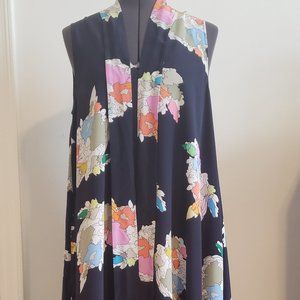 Tibi navy, silk Camellia dress size M